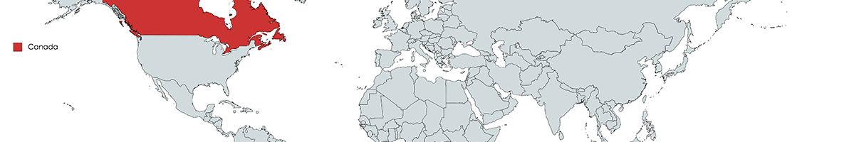 a World Map with Canada highlighted