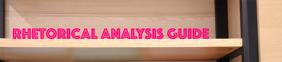 The title Rhetorical Analysis Guide sitting on a bookshelf